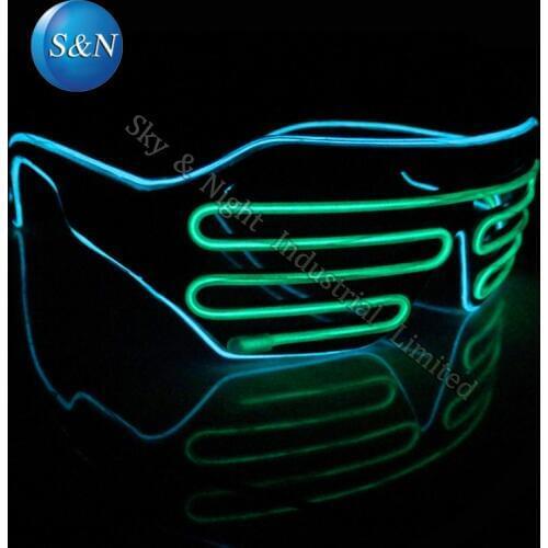 Green+Ice Blue) Mix color LED EL Fashion Shutter Glasses+Sound Inverter + Free Shipping