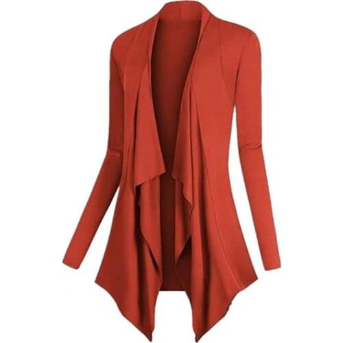 Women Cardigan Jacket Coat Irregular Hem Good Workmanship Solid Color Long Sleeve Slim Formal Women Jacket casaco feminino 2021