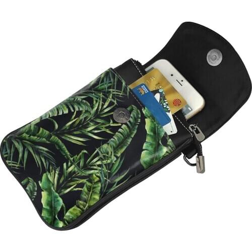 NOISYDESIGNS Plant Pattern Print Cell Phone Purse Smartphone Mini Wallet Soft Leather Shoulder Strap Handbag Women Crossbody Bag