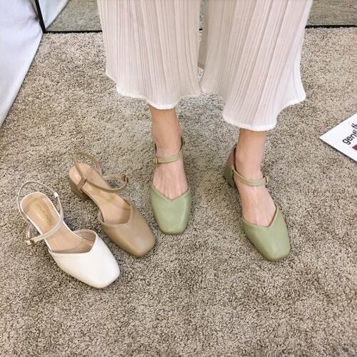 Womens Shoes Sandals 2020 New Spring Word Buckle High Heels Roman Shoes