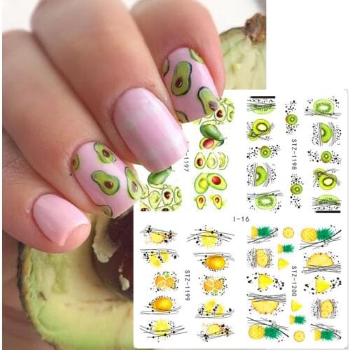 1 Pc Nail Stickers Decals Summer Fruit Watermelon Flowers Abstract Nail Art Sticker Leaves Design Sliders Nail Art Decoration