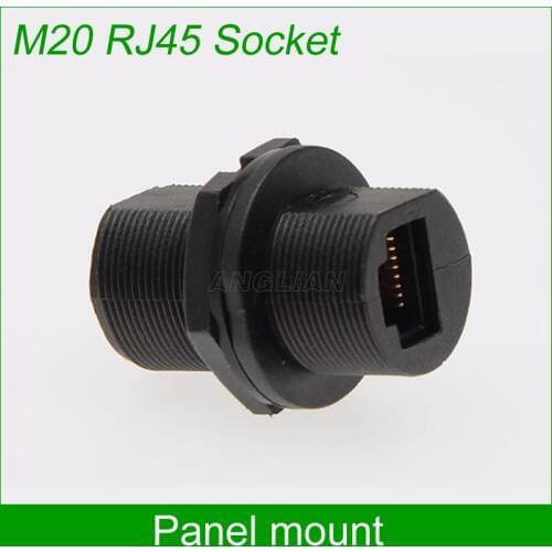 RJ45 panel mount Socket Network cable extension connector Straight head AP box fixed Dustproof adapter with cap 1 unit