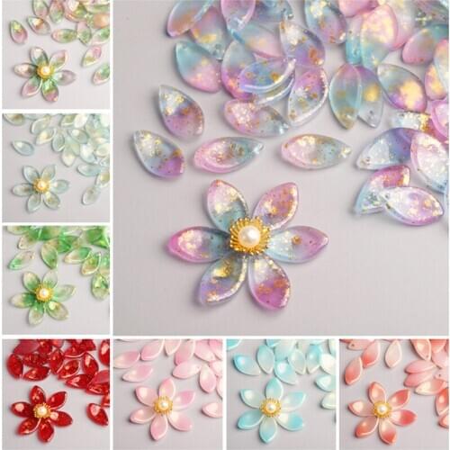 10pcs 10x12mm Flower Petal Shape Crystal Lampwork Glass Loose Top Drilled Pendants Beads lot for Jewelry Making Findings DIY