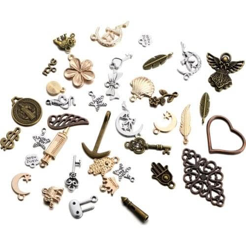 100g Bronze Mixed Colors Plant Animal Charm Pendant Small Ornaments For DIY Bracelet Necklace Jewelry Making Findings Suppliers