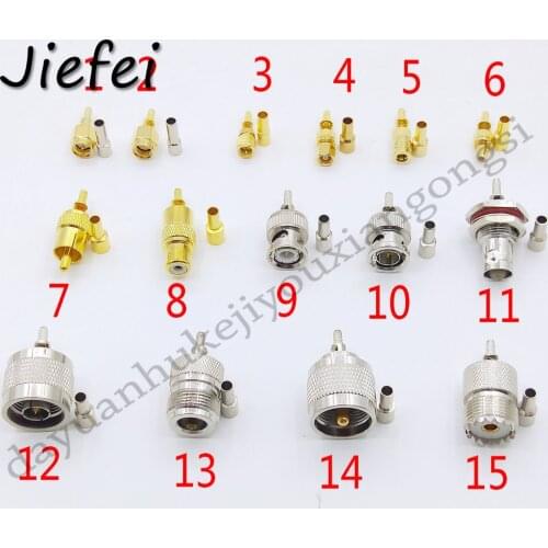 100Pcs RCA UHF PL259 SO239 BNC N M5 RP SMA SMB SMC Male/Female plug Window Crimp For RG316 RG174 LMR100 Cable RF Adapter Coaxial