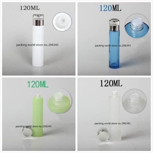 120ml pearl white/green/blue/frosted glass bottle with silver lid plastic stopper for serum/lotion/emulsion skin care packing