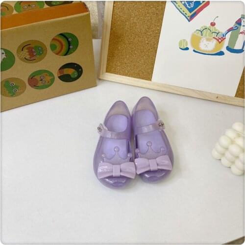 2021 New Style Princess Crown Bow Girls Sandals Children High Quality Mini Melissa Jelly Shoes Children Beach Shoes Baby HMI057