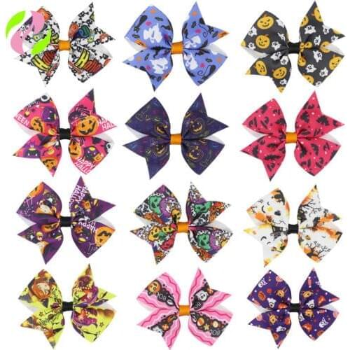 2019 new Pet Halloween bowknot hairpin children four ear fabric bow hair baby manual headdress 30pcs