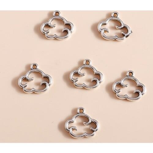 20pcs/lot 15*13mm Hollow Antique Silver Color Mini Cloud Charms DIY Fit Necklaces Pendants Earrings Handmade Jewelry Accessories