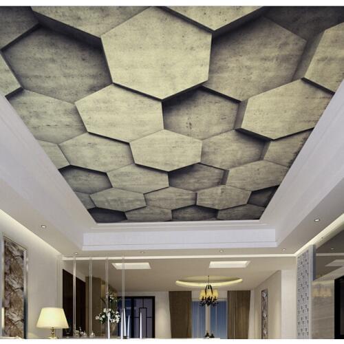 Custom 3D ceiling wallpaper, stone wall murals for the living room bedroom ceiling wall waterproof vinyl papel de parede