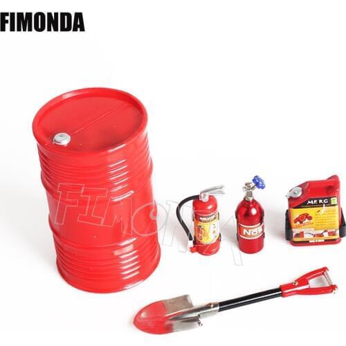 5pcs Decoration Fuel Tank Oil Drum Nitrogen Bottle Shovel Fire Extinguisher for 1/10 RC Crawler Car Traxxas TRX4 Axial SCX10