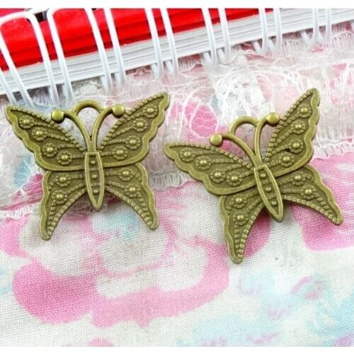 50Pcs Zinc Alloy butterfly Charm vintage Antique Bronze Color Pendant Jewelry Products Charms Diy Pendant For Necklace Bracelets