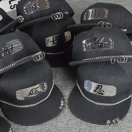 Anime Naruto Sasuke Itachi Konoha Cosplay Cap Hat Baseball Hip-hop with Iron Ring Cool Costumes Accessories Gift