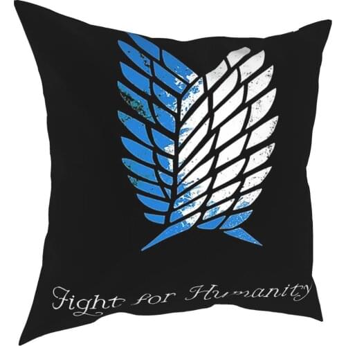 Fight For Humanity Pillowcase Soft Fabric Cushion Cover Decorative Attack on Titan Throw Pillow Case Cover Home 45X45cm
