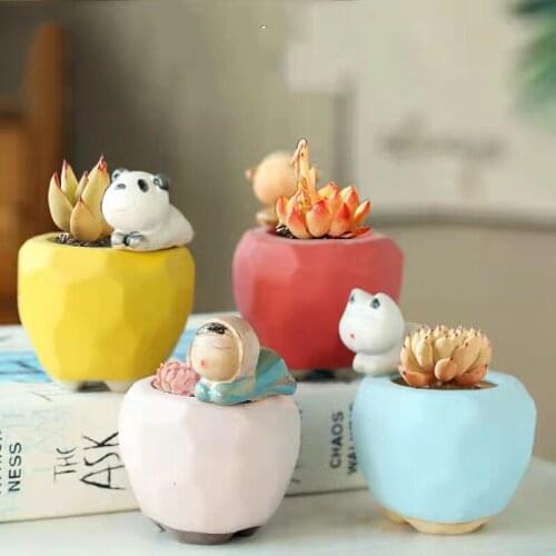 Succulents Flower Pot Cute Cartoon Animal Shape Creative Personality Garden Plant Decoration Balcony Layout Potted Birthday Gift