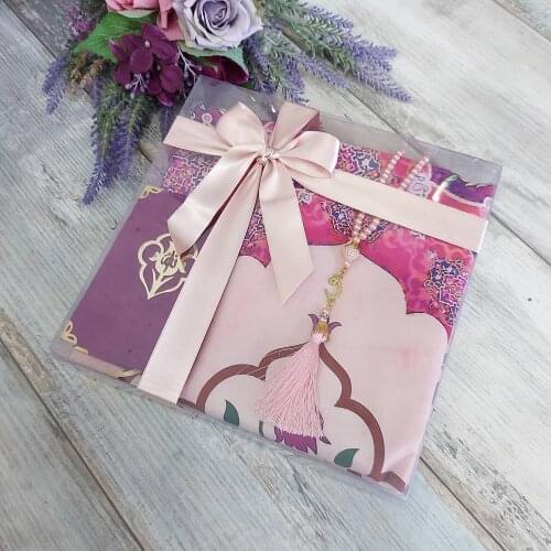 PERFECT SUIT WITH ITS WONDERFUL PATTERN Mother and Girl Prayer Rug Set Pink sets book muslimislamic gift سجاد صل FREE SHİPPİNG