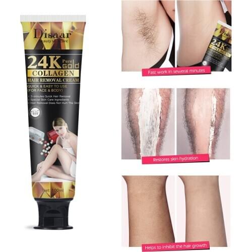 24K&Collagen Hair Removal Cream Painless Gentle Effective Body Care Epilator Removal Depilation Repairing Balm 100g