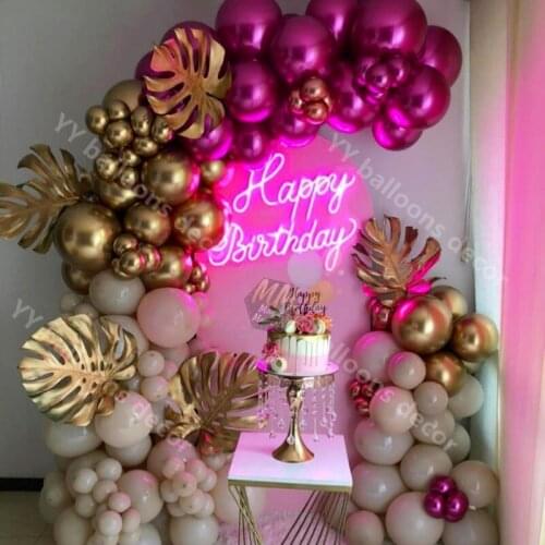 Latex Balloon Arch Kit Baby Shower Balloon Garland Sandy White Wedding Birthday Party Decor Chrome Pink Holiday Event Decoration