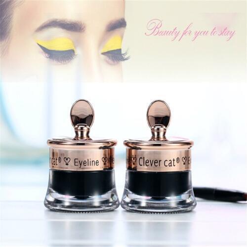 Hot Beauty Waterproof Cool Black Eye Liner Gel Cream Makeup Cosmetic Eyeliner + Brush