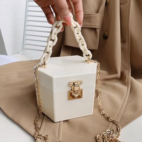 Mini PVC Candy Color Dinner Box Bag 2021 New Portable Cosmetic Bag Chain Shoulder Bag Crossbody Bag