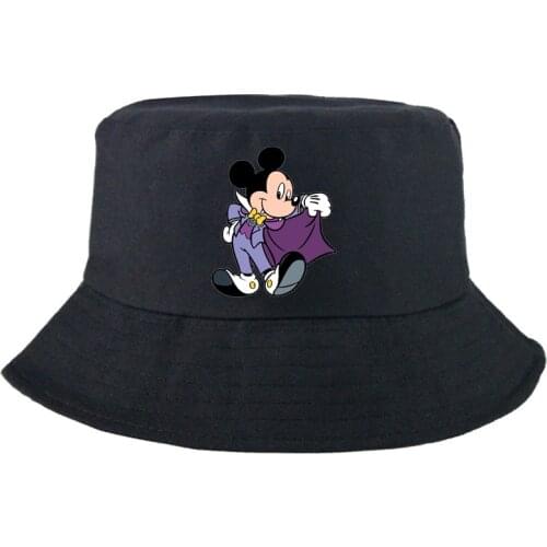 Disney Fishing Hat Cartoon Mickey Mouse Fashion Bucket Hat Outdoor Cute Summer Panama Cap Reversible Sunscreen Cotton Bob Hat
