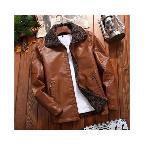 New Leather Jackets Men Winter Fleece Casual Motorcycle Jackets Male Fur Collar PU Biker Coat Mens Brand Clothing 8XL