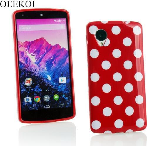 OEEKOI Polka Dots Soft TPU Gel Cover Case for LG Nexus 5 E980 Free Shipping