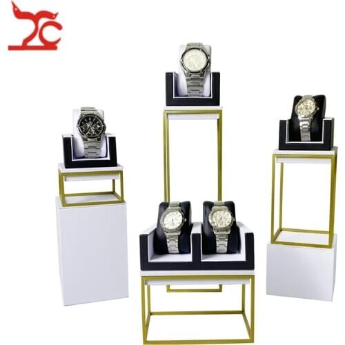 Fashion PU Watch Jewelry Display Stand Metal Bracelet Jewelry Organizer Rack Chain Anklet Jewelry Storage Holder Window Showcase