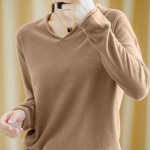 Smpevrg 19 100% cotton knitted sweater female pullovers V-neck long-sleeve women pullover female loose fashion jumper pull femme