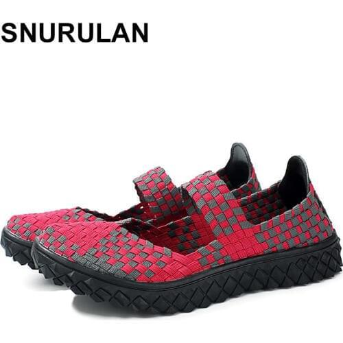 SNURULANSummer womens Flat Sandals Shoes For women Woven shoes Colorful Breathable Beach Sandals Jelly Shoes Woman GardenE389