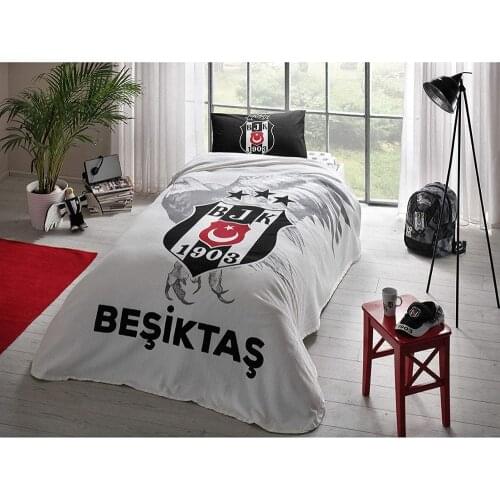 TAC 100% Cotton Single Size 3 pieces Pique Coverlet Set with Licensed Characters for Children and Teenagers - Besiktas