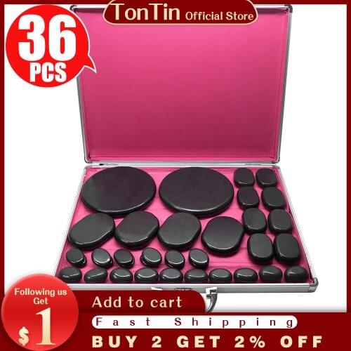 Tontin Hot Stone Massage Set Heater Box Lava Basalt massage stone massager round Stones tool for Healthcare with heater