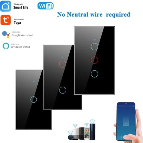 1/2/3 Gang Tuya WiFi+Bluetooth-compatible Smart Touch Switch Home Light Wall Button Support Alexa Google Home And Smart Life App