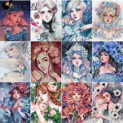 Wreath Goddess Diamond Painting Cartoon Scene Mosaic Girl Street Full Square Patch Diamond Embroidery Cross Stitch Kit Home Deco