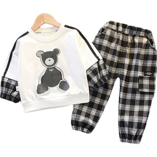 Spring Autumn New Kids Casual Clothes Children Cartoon Costume Toddler O-Neck T-shirt Pants Boys Baby Girls Fashion Sport Suits