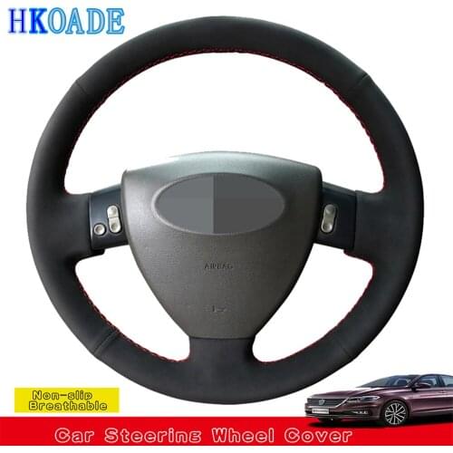 DIY Hand-stitched Black comfortable Suede Leather Car Accessories Steering Wheel Cover For Chery A3 2008 2009 2010 Old A3