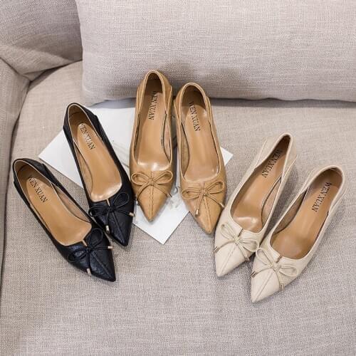 Women shoes big size single shoes bowtie pumps spring 2019 Elegant fashion high heels shoes wedding party shallow U14-35