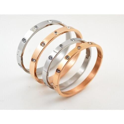 Beautiful Lovers Bracelets Woman Bracelets Stainless Steel Bangles and Bangles Cubic Zirconia Golden Woman Jewelry Gifts