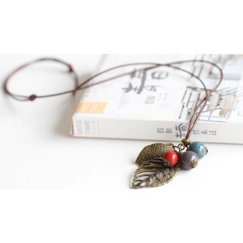 Womens necklaces pendants ceramic beads for women ladies gift necklace retro accessory jewelry #1047