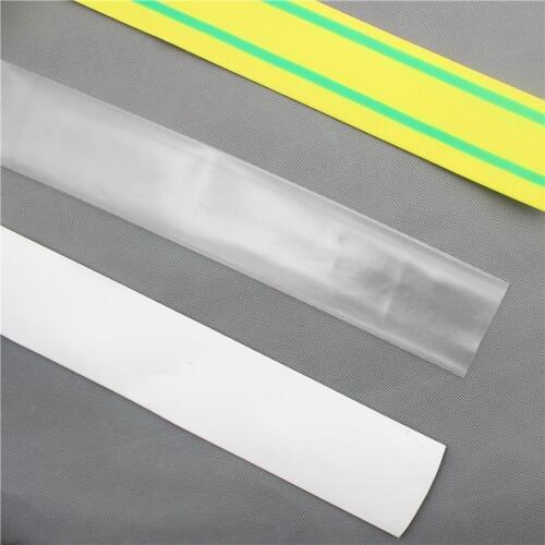 1Meter/lot) 50MM Inner Diameter White/YE&GN/Transparent Clear Heat Shrink Tubes Shrinkable Tubing Insulation Sleeving
