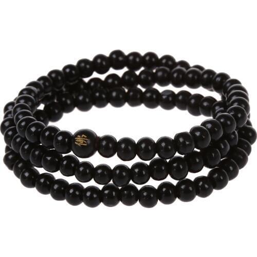 108 pcs 6*530mm Black Wood Buddha beads Long necklace Buddhism Strand Chain Mala Bracelet Jewelry
