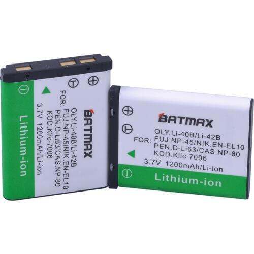 2Pcs 3.7V Li-40B Li-42B Li 40B 42B Li40B Rechargeable Camera Battery for Olympus Li-42B Pentax D-Li63 Fuji NP-45 Nikon EN-EL10
