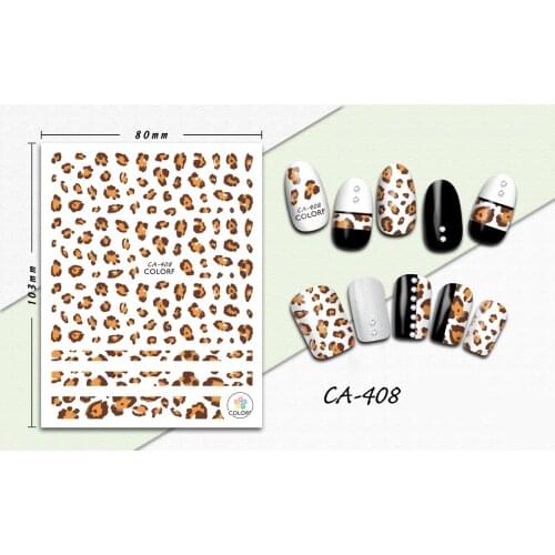 3D Nail Sticker ArmyGreen Leopard Print Stickers for Nails Manicure Sticker Decals Decoration Nail Art Sticker Accessories