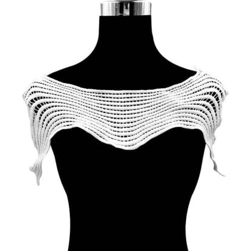 5Pcs Embroidery Venice Venise Lace Neckline Neck Collar Trim Costume Sewing Patch DIY Applique Black White