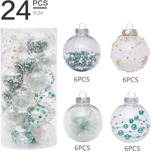 6cm/24PCS Painted Mesh PET Transparent Ball Christmas Ball Set Christmas Tree Pendant
