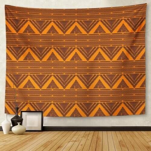 Australia Tribal Pattern Ethics African Orange Brown Border Tapestry Wall Hanging for Living Room Bedroom Dorm 50x60 inches