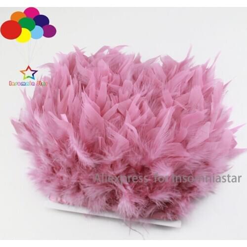 Pale pink Turkey feather Flake Ribbon 8-12cm Feathers Trims For Wedding Decoration DIY Skirt Dress Clothes Accessories