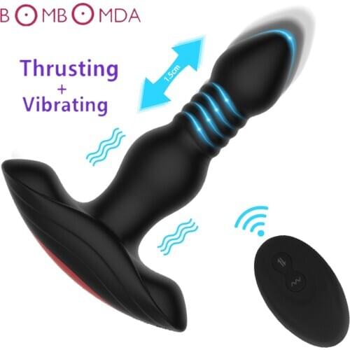 Thrusting Dildo Vibrator Big Butt Plug Anal Vibrator Wireless Remote Control Male Prostate Massager Anus Toys Vibrators For Men