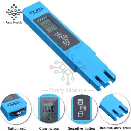 3 In 1 TDS EC Meter Temperature Digital LCD Tester Pen Conductivity Water Meter Purity Measurement TDS/EC/TEMP Tester