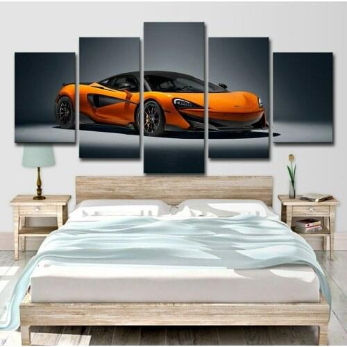 No Framed Orange Black Sport Car Luxury 5 Pcs Canvas Picture Print Wall Art Canvas Painting Wall Decor for Living Room